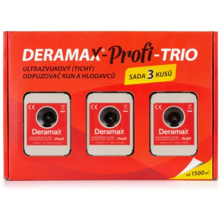 Deramax Profi Trio Ultrazvukový odpudzovač plašič kún a hlodavcov súprava 3 ks